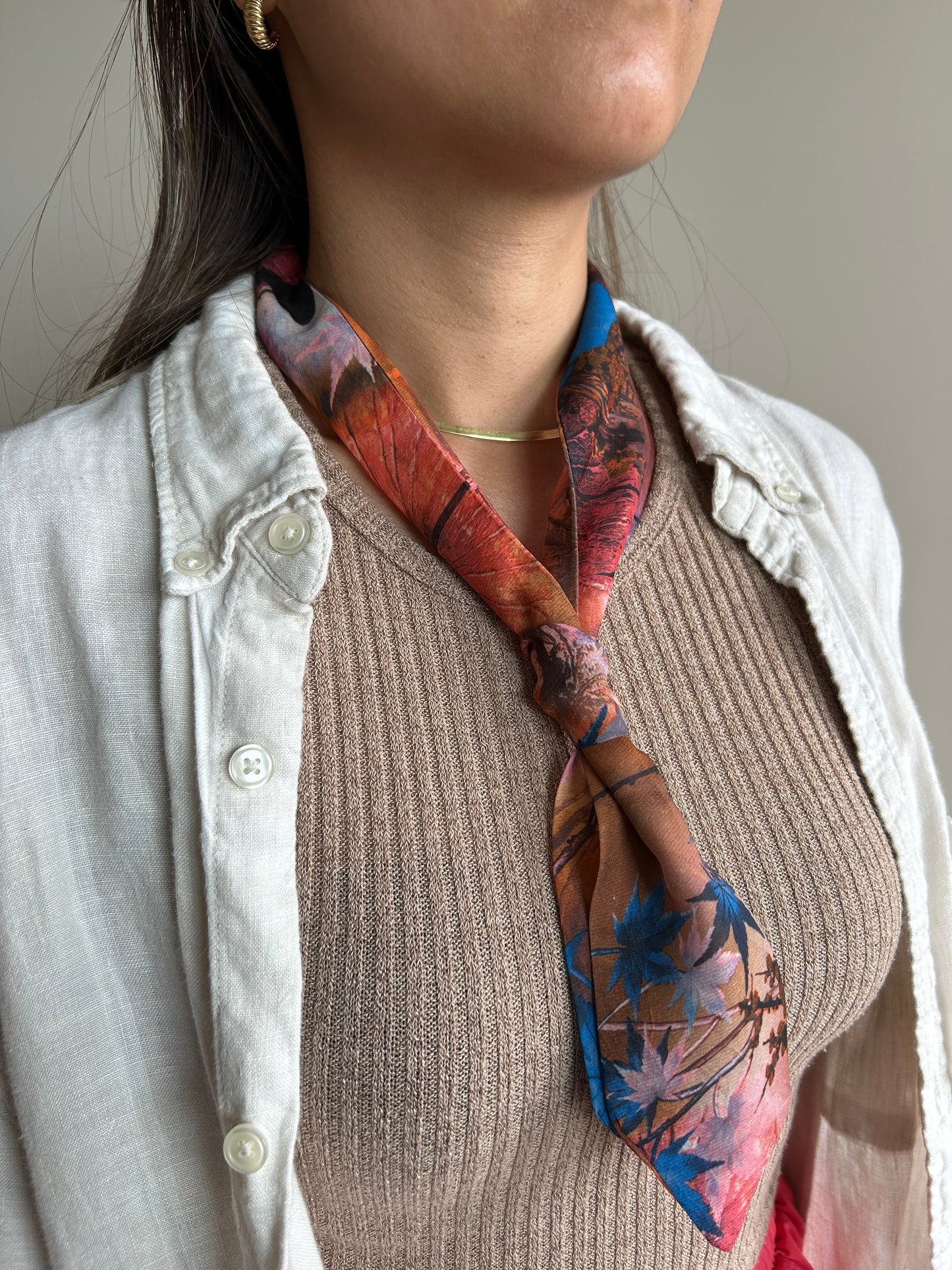 Burnt Orange Watercolor Skinny Scarf