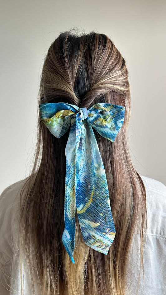 Blue Abstract Skinny Scarf