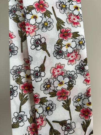 White & Red Blossom Skinny Scarf