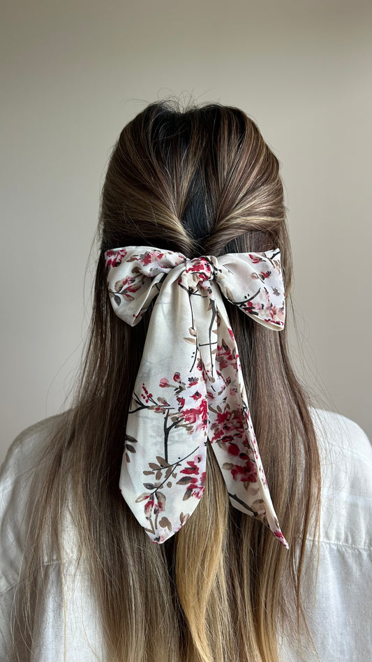 Red Sakura Blossom Skinny Scarf