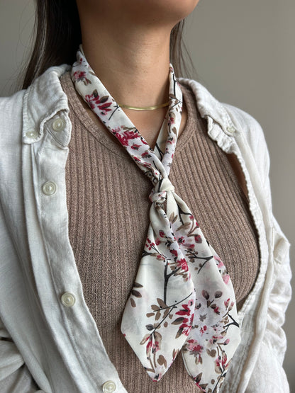 Red Sakura Blossom Skinny Scarf