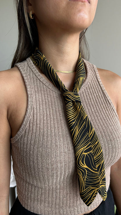 Yellow Lines Abstract Skinny Scarf