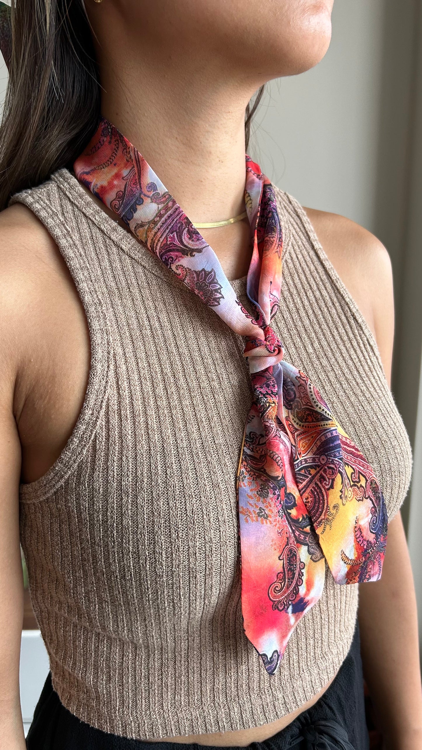 Sunset Paisley Skinny Scarf