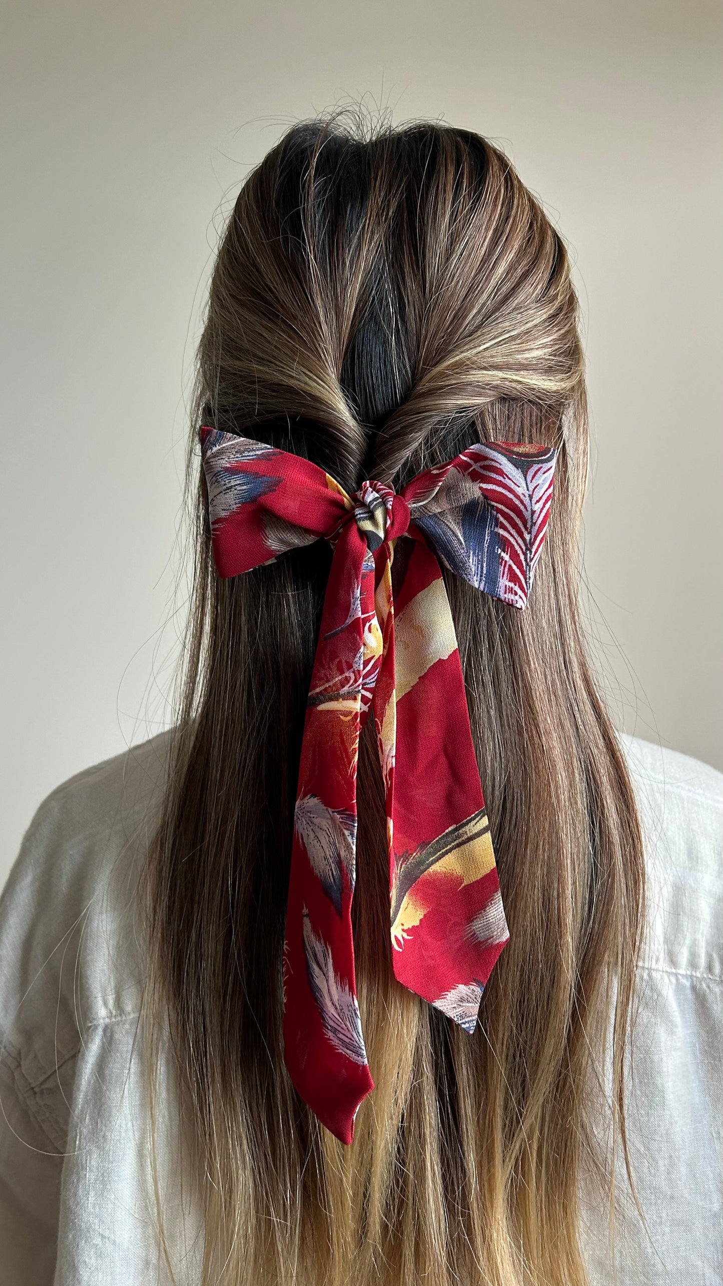 Red Feather Skinny Scarf