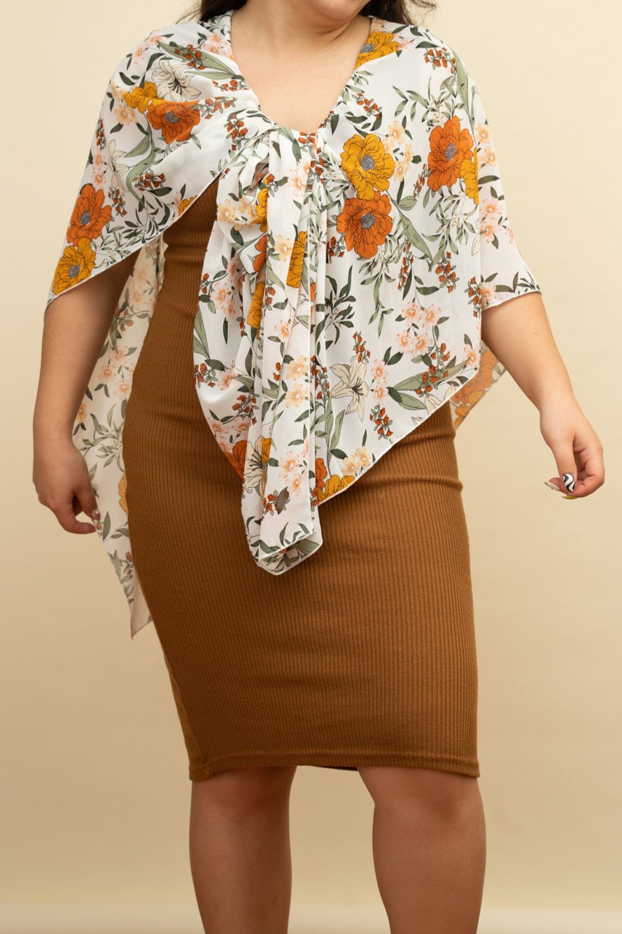 Orange Floral Scarf Cover