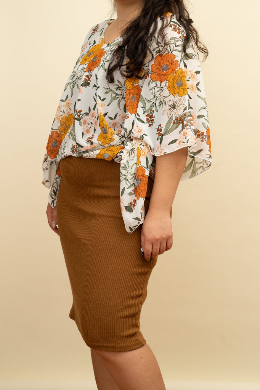 Orange Floral Scarf Cover