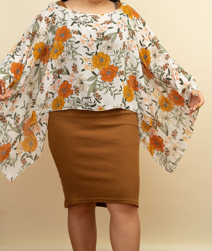 Orange Floral Scarf Cover