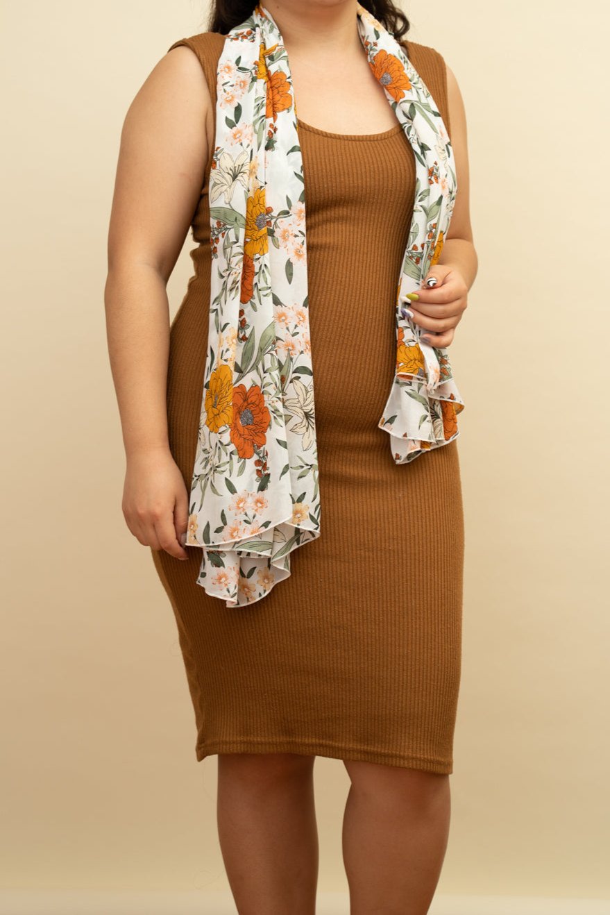 Orange Floral Scarf Cover