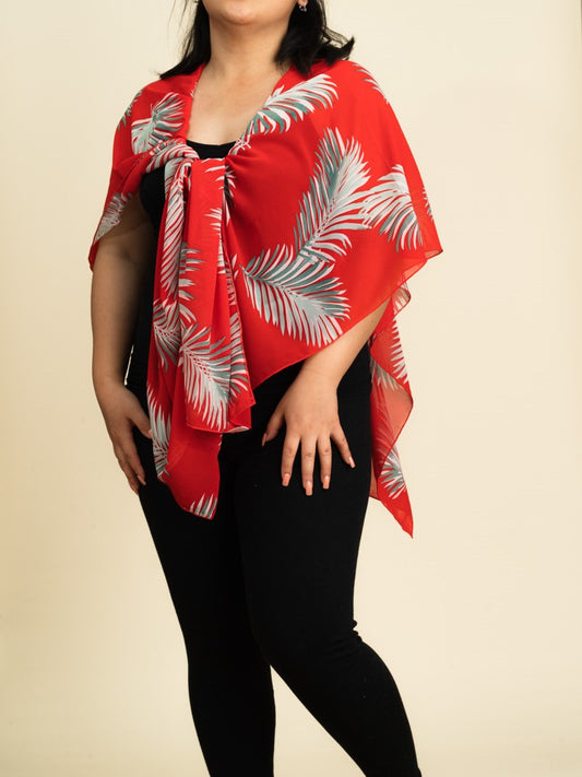 Red Palm Leaf Scarf Cover