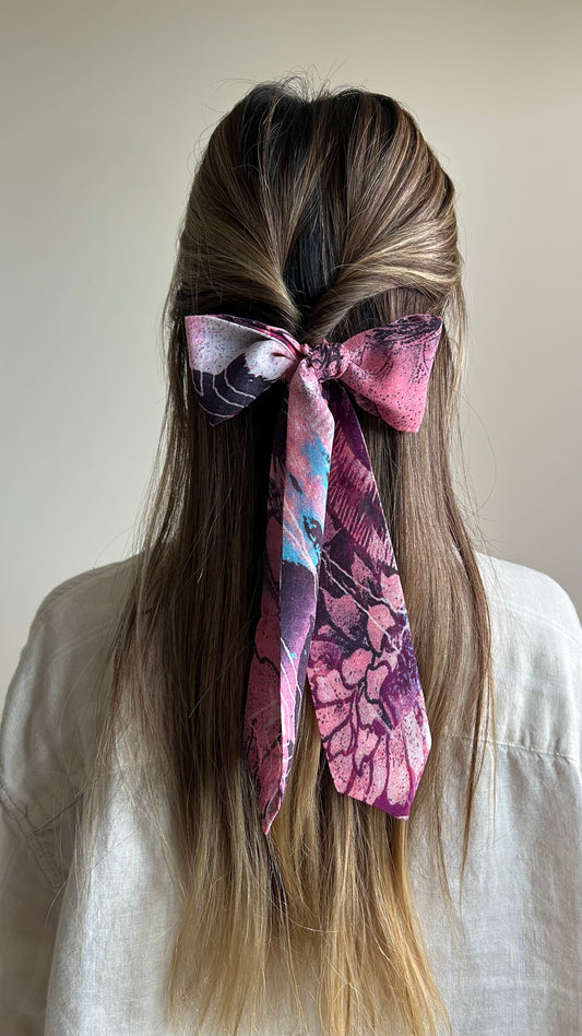 Pink Abstract Skinny Scarf